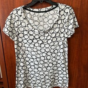 Nicole Miller Black and White Circle Print Tee
